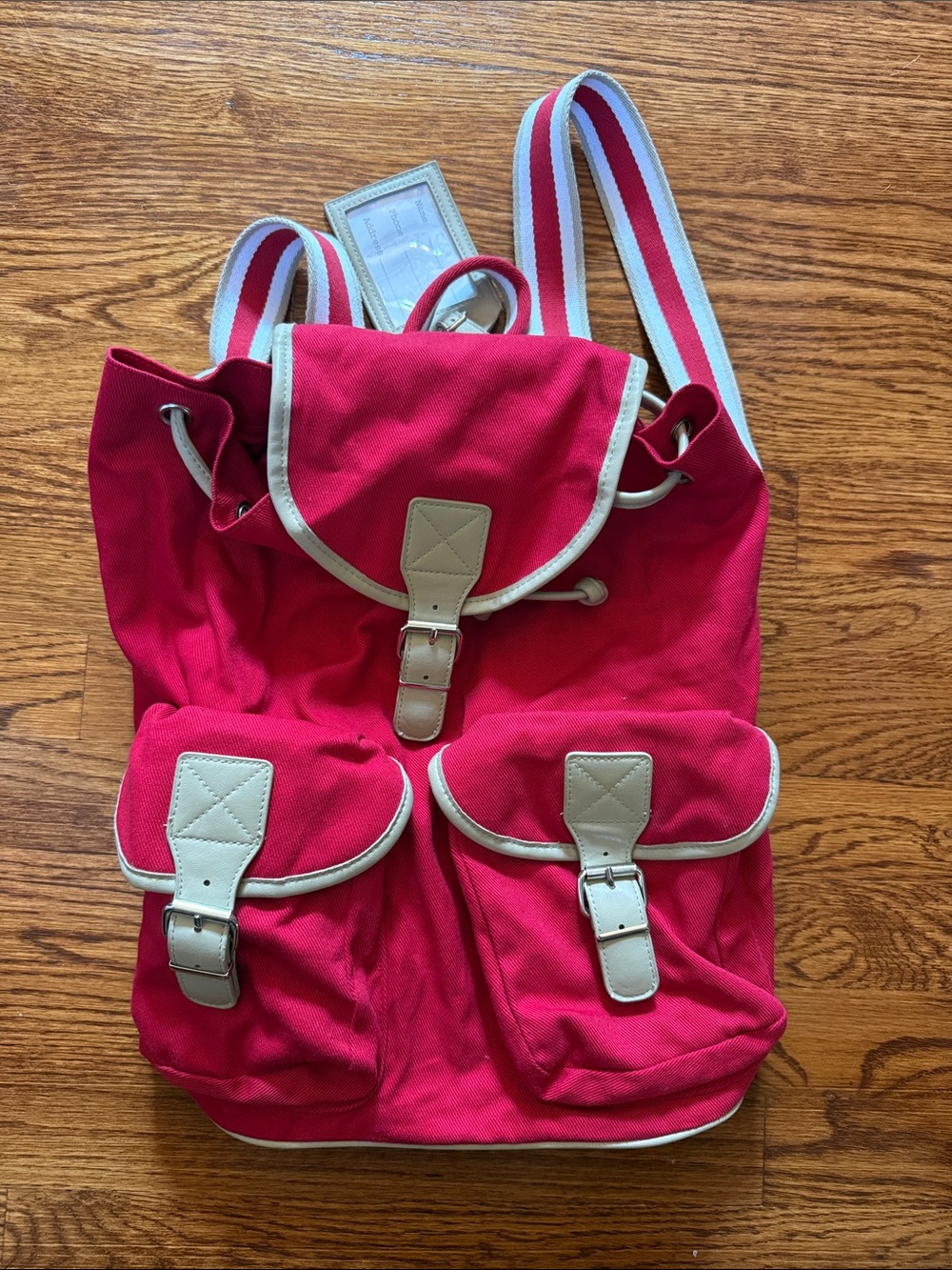 Pottery Barn Kids Red Canvas Backpack with White Trim